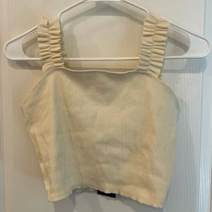 NWT 2Saints cream ruffle crop top size L
